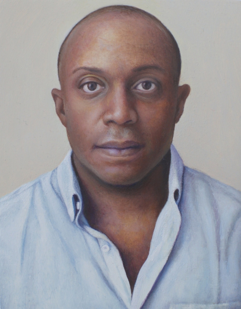 man with light blue shirt